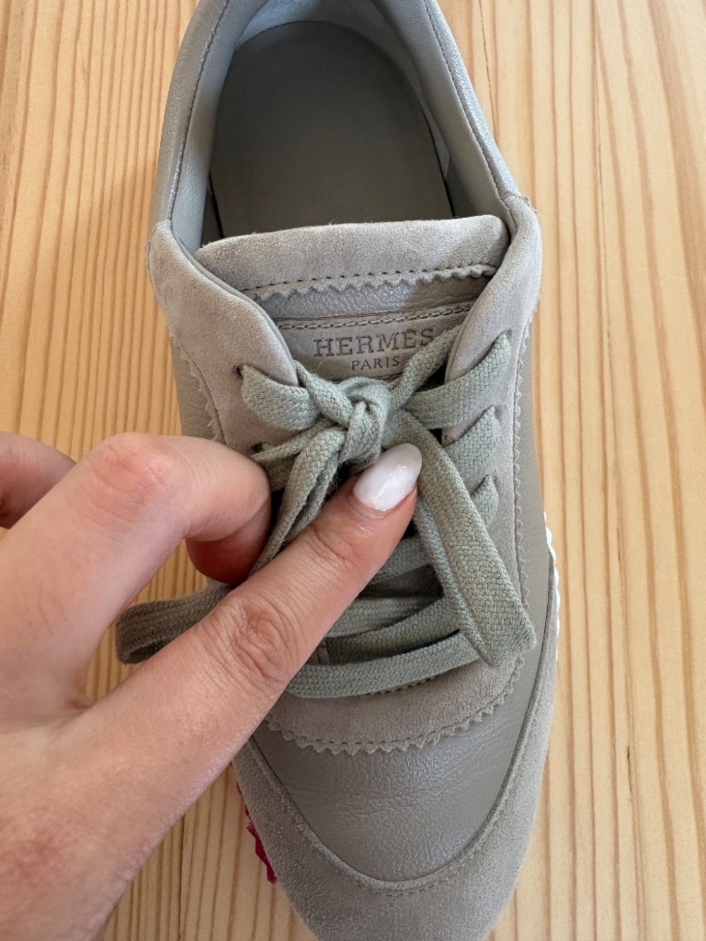 Hermès Bouncing Sneakers Taupe Leather & Suede EU 37 / US 6.5-7 New - Picture 11 of 16